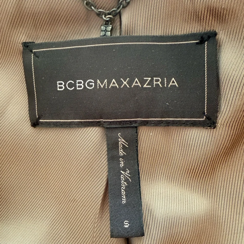 BCBGMaxAzria Camel Coat with Dark Brown Leather Sleeves - Picture 2 of 4
